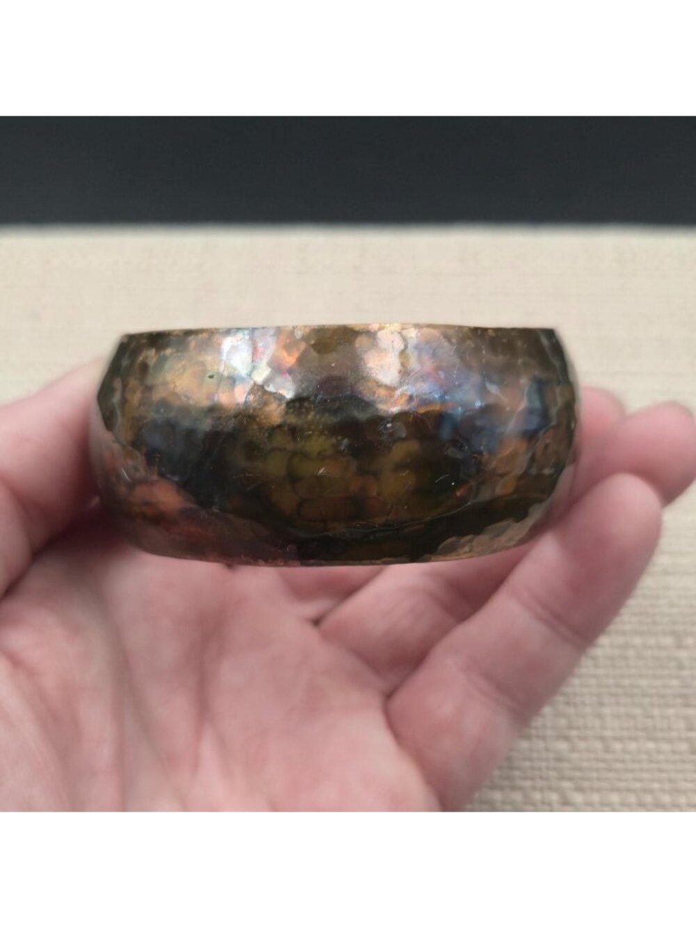 7 Inch Copper Hammered Flame Patina Cuff Bracelet B1160 - Picture 3 of 6